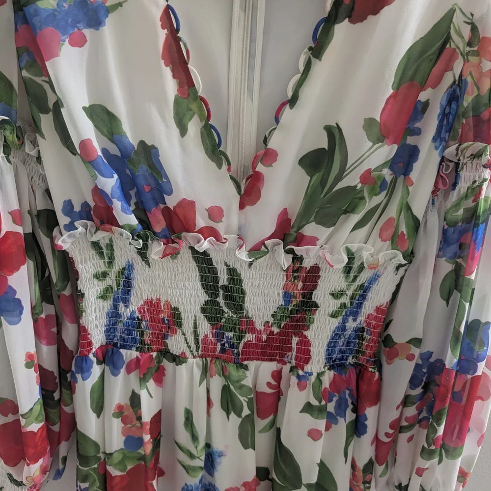 Marciano Multicolor Floral Long Sleeve Dress - Picture 6 of 15